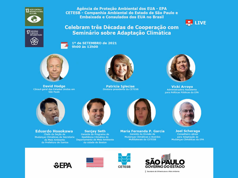 Leia mais sobre o artigo CETESB, EPA e Embaixada e Consulados dos EUA no Brasil Celebram três Décadas de Cooperação com Seminário sobre Adaptação Climática